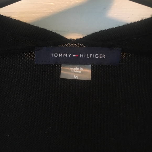 TOMMY HILFIGER lacy lace shrug cardigan short top M Medium S 3/4 sleeve black - Picture 2 of 4